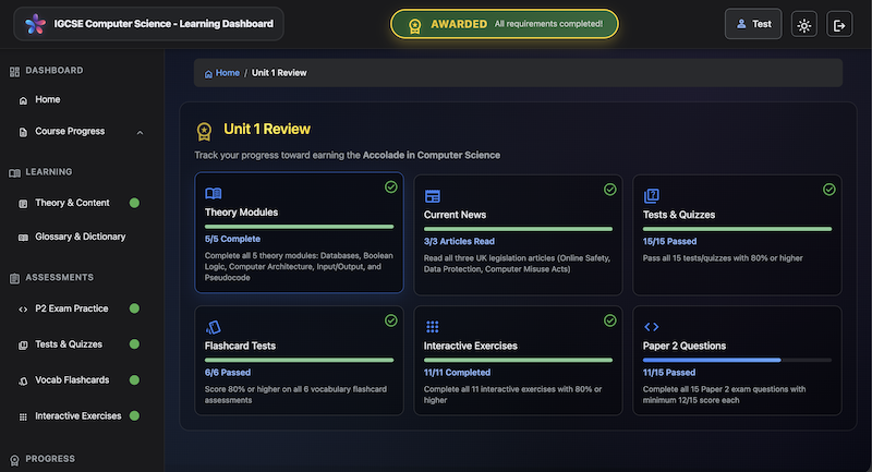 IGCSE Computer Science Dashboard